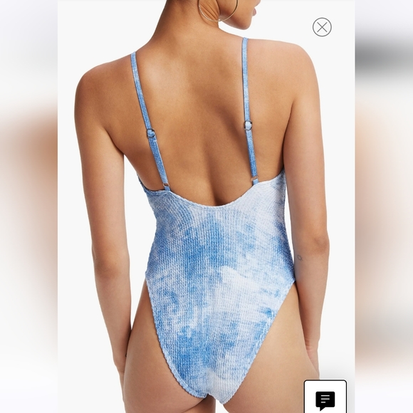 Good American Always Fit One-Piece Swimsuit Inidigo Tie Dye 002 Size 1/2 S/M - Picture 3 of 7